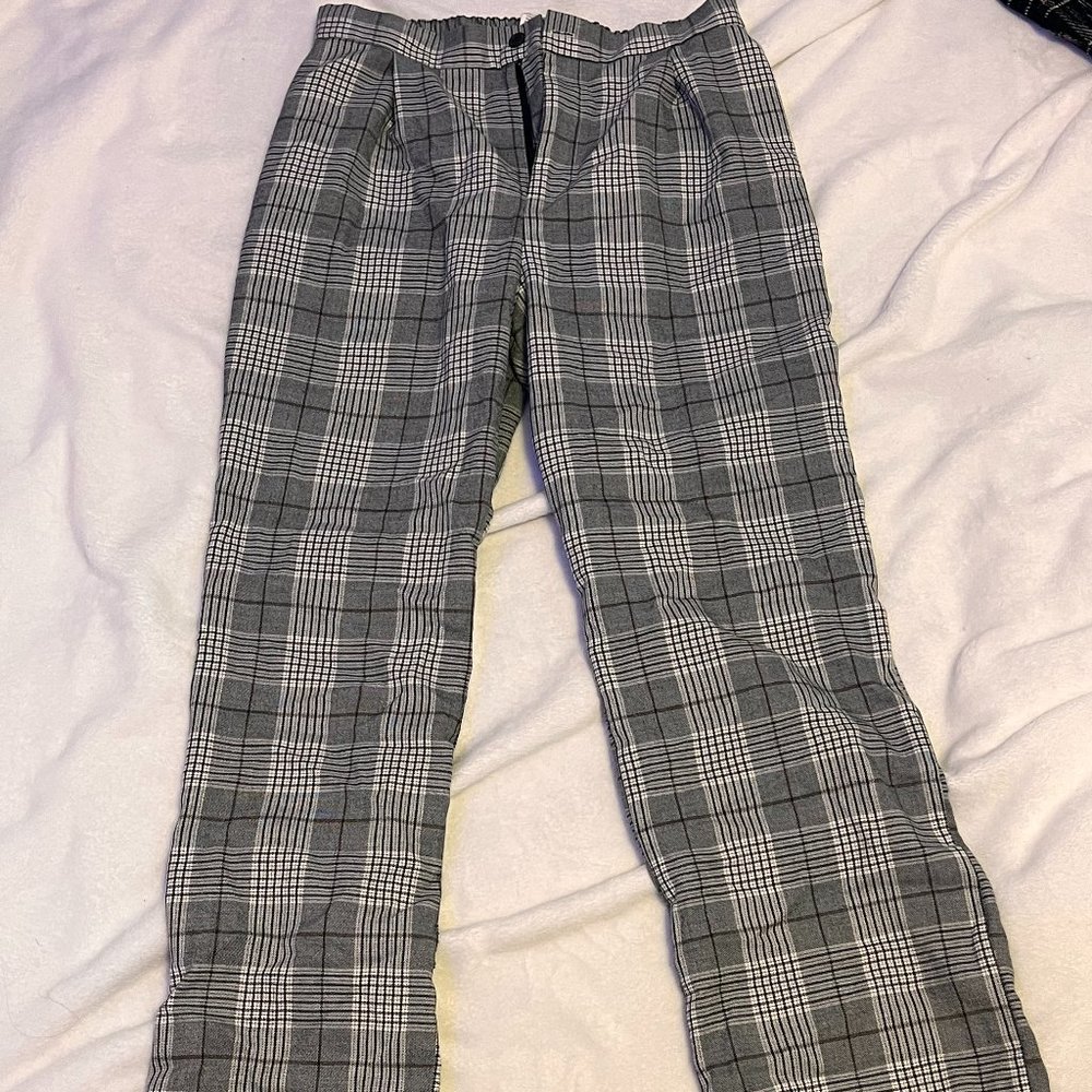 Plaid Wide Leg Pants